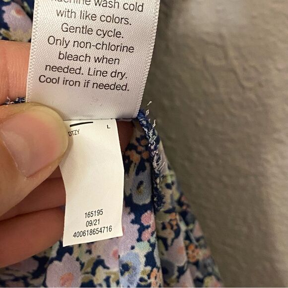 Summer dress short tie neck ruffle flutter micro floral print feminine fairy L - Picture 10 of 13